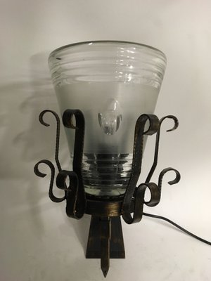 Mid-Century Iron & Murano Glass Sconce-XQC-593331