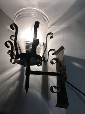 Mid-Century Iron & Murano Glass Sconce-XQC-593331