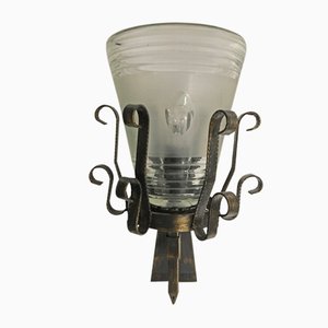 Mid-Century Iron & Murano Glass Sconce-XQC-593331