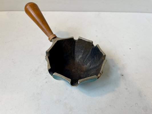 Mid-Century Israeli Ashtray in Cast Iron and Beech, 1960s-LCR-1776360