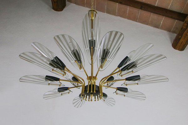 Mid-Century Italian 15-Light Chandelier in the style of Fontana Arte, 1950s-MTX-1748835