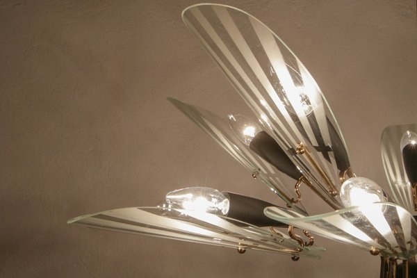 Mid-Century Italian 15-Light Chandelier in the style of Fontana Arte, 1950s-MTX-1748835