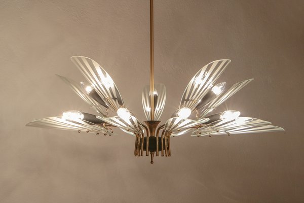 Mid-Century Italian 15-Light Chandelier in the style of Fontana Arte, 1950s-MTX-1748835