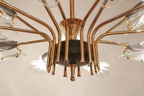 Mid-Century Italian 15-Light Chandelier in the style of Fontana Arte, 1950s-MTX-1748835