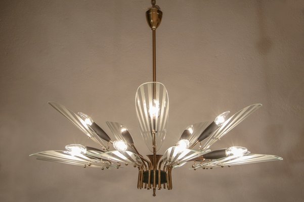 Mid-Century Italian 15-Light Chandelier in the style of Fontana Arte, 1950s-MTX-1748835