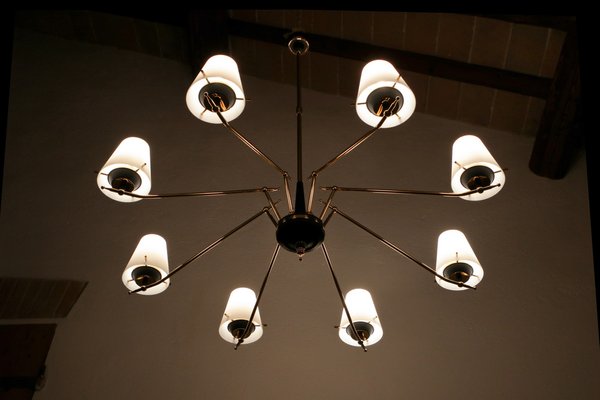 Mid-Century Italian 8-Light Chandelier attributed to Stilnovo, 1960s-MTX-1748830