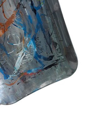 Mid-Century Italian Abstract Paint Curved Crystal 3 Plates by Erwin Burger, 1950s, Set of 3-KGD-1126460