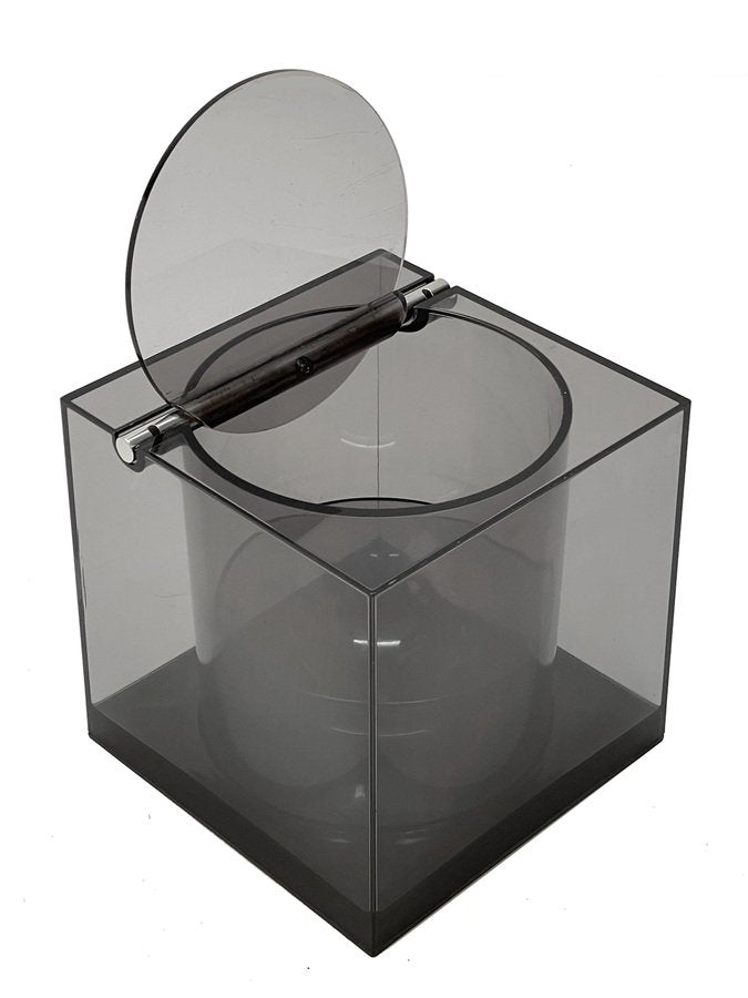 Mid-Century Italian Acrylic Cubic Ice Bucket by Renzo Cassetti for Di Cini & Nils, 1974