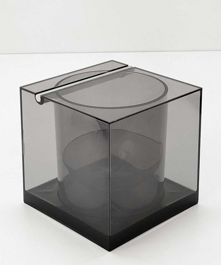 Mid-Century Italian Acrylic Cubic Ice Bucket by Renzo Cassetti for Di Cini & Nils, 1974