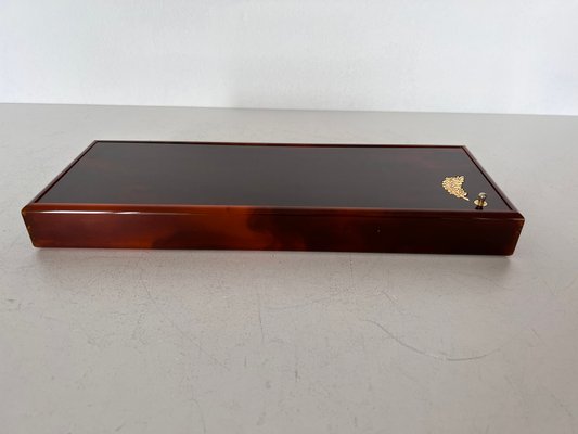 Mid-Century Italian Acrylic Glass & Brass Decorative Box in Dior Style-VNE-1363920