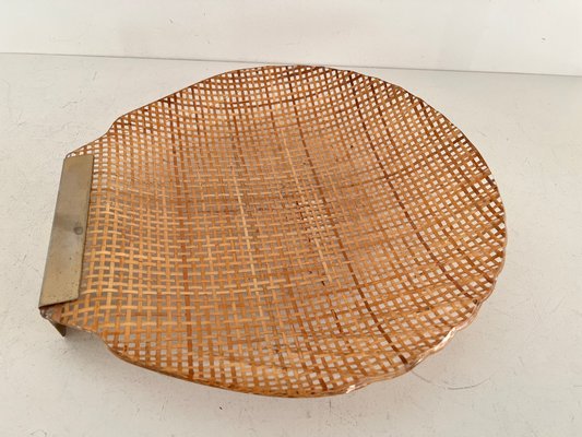 Mid-Century Italian Acrylic, Rattan & Brass Serving Tray, 1970-VNE-1177364