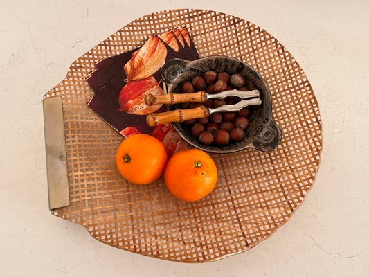 Mid-Century Italian Acrylic, Rattan & Brass Serving Tray, 1970-VNE-1177364