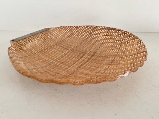 Mid-Century Italian Acrylic, Rattan & Brass Serving Tray, 1970-VNE-1177364