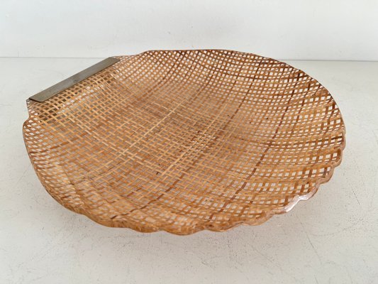 Mid-Century Italian Acrylic, Rattan & Brass Serving Tray, 1970-VNE-1177364