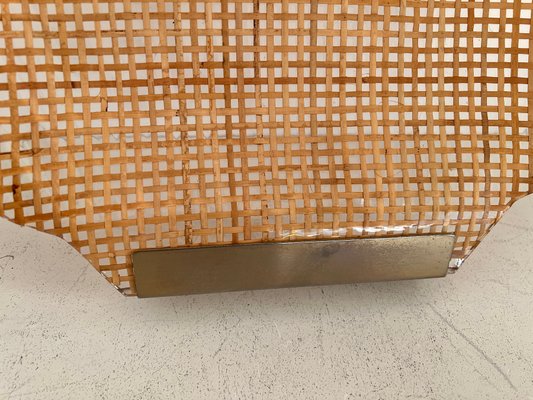 Mid-Century Italian Acrylic, Rattan & Brass Serving Tray, 1970-VNE-1177364