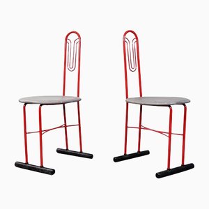 Mid-Century Italian Aloha Chairs in Red Metal and Fabric by Molteni and Consonni, 1980s, Set of 2-GDD-1179971