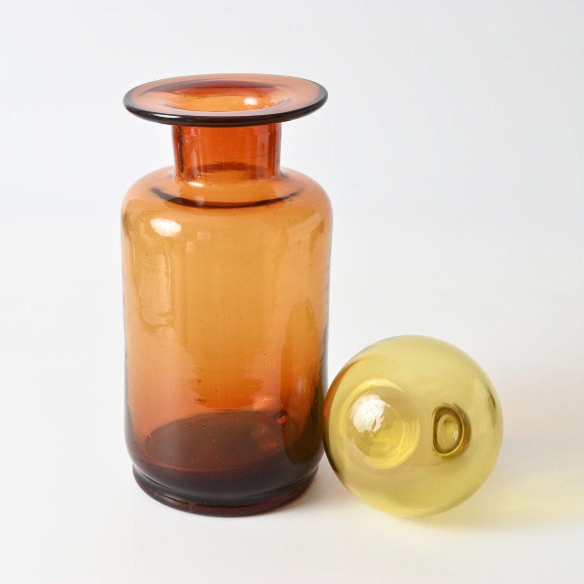 Mid-Century Italian Amber Glass Carafe from Empoli, 1960s