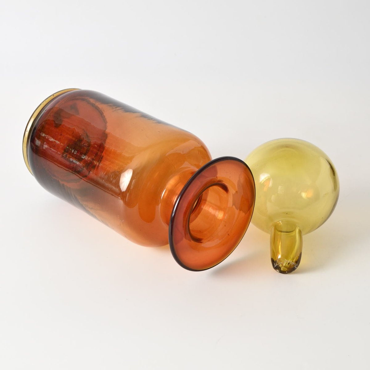 Mid-Century Italian Amber Glass Carafe from Empoli, 1960s