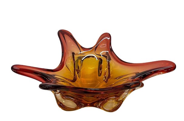 Mid-Century Italian Amber Red Murano Glass Centerpiece from Seguso, 1970s-JDR-1126354