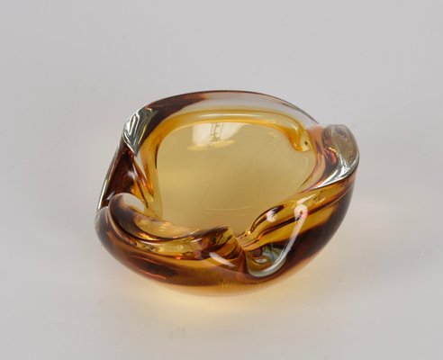 Mid-Century Italian Amber Sommerso Murano Art Glass Bowl or Ashtray by Flavio Poli, 1960s-JDR-1193033