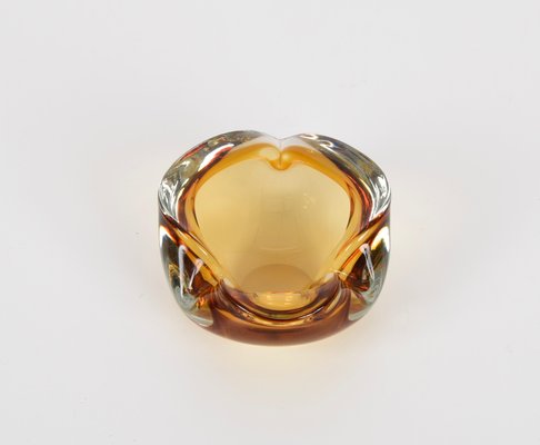 Mid-Century Italian Amber Sommerso Murano Art Glass Bowl or Ashtray by Flavio Poli, 1960s-JDR-1193033