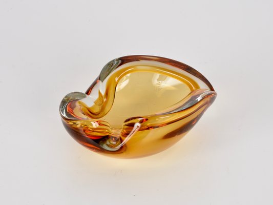 Mid-Century Italian Amber Sommerso Murano Art Glass Bowl or Ashtray by Flavio Poli, 1960s-JDR-1193033