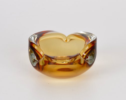 Mid-Century Italian Amber Sommerso Murano Art Glass Bowl or Ashtray by Flavio Poli, 1960s-JDR-1193033