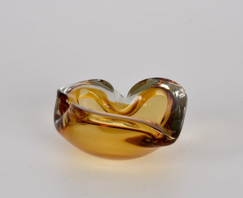 Mid-Century Italian Amber Sommerso Murano Art Glass Bowl or Ashtray by Flavio Poli, 1960s-JDR-1193033