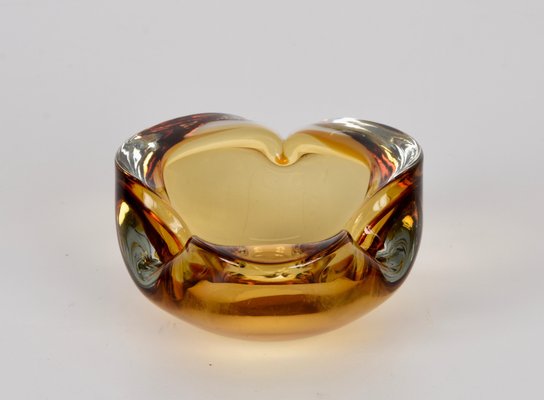 Mid-Century Italian Amber Sommerso Murano Art Glass Bowl or Ashtray by Flavio Poli, 1960s-JDR-1193033