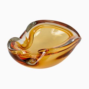 Mid-Century Italian Amber Sommerso Murano Art Glass Bowl or Ashtray by Flavio Poli, 1960s-JDR-1193033