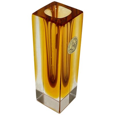 Mid-Century Italian Amber Yellow Sommerso Murano Glass Artistic Vase by Flavio Poli, 1970s-JDR-1125648