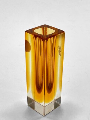 Mid-Century Italian Amber Yellow Sommerso Murano Glass Artistic Vase by Flavio Poli, 1970s-JDR-1125648