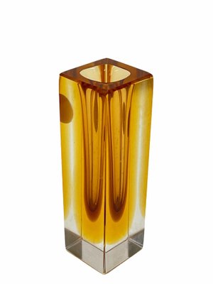 Mid-Century Italian Amber Yellow Sommerso Murano Glass Artistic Vase by Flavio Poli, 1970s-JDR-1125648