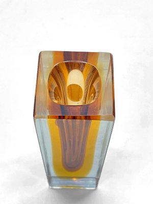 Mid-Century Italian Amber Yellow Sommerso Murano Glass Artistic Vase by Flavio Poli, 1970s-JDR-1125648