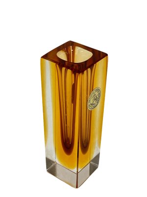 Mid-Century Italian Amber Yellow Sommerso Murano Glass Artistic Vase by Flavio Poli, 1970s-JDR-1125648