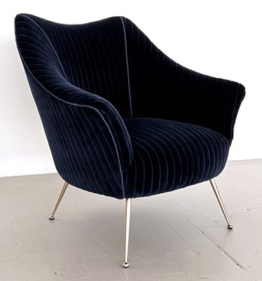 Mid-Century Italian Armchair with Brass Legs in Velvet, 1970s-VNE-1818318