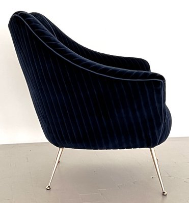 Mid-Century Italian Armchair with Brass Legs in Velvet, 1970s-VNE-1818318