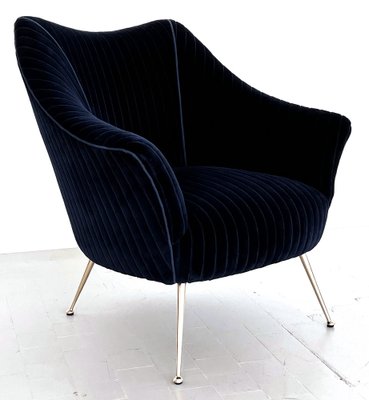 Mid-Century Italian Armchair with Brass Legs in Velvet, 1970s-VNE-1818318