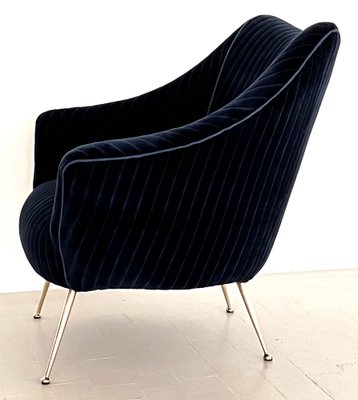 Mid-Century Italian Armchair with Brass Legs in Velvet, 1970s-VNE-1818318