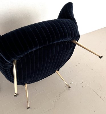 Mid-Century Italian Armchair with Brass Legs in Velvet, 1970s-VNE-1818318