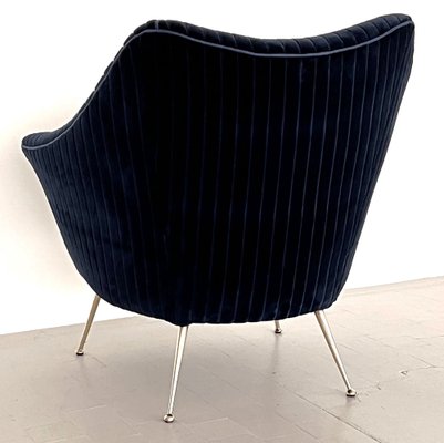 Mid-Century Italian Armchair with Brass Legs in Velvet, 1970s-VNE-1818318