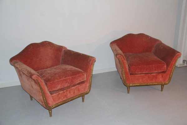 Mid-Century Italian Armchairs and Sofa Set, 1950s, Set of 3-EH-540959