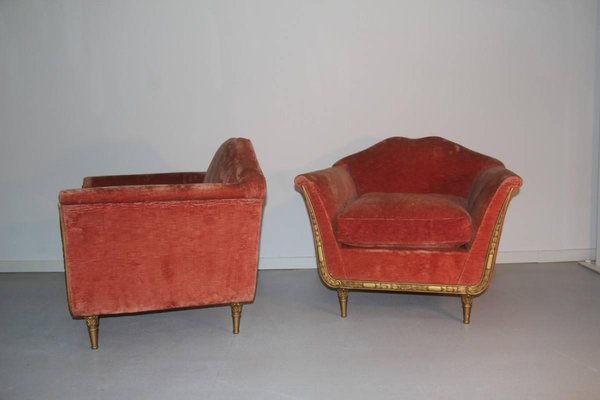 Mid-Century Italian Armchairs and Sofa Set, 1950s, Set of 3-EH-540959