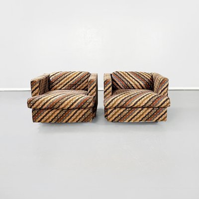 Mid-Century Italian Armchairs With Missoni Fabric by Saporiti Italia, 1980s, Set of 2-GDD-1180017