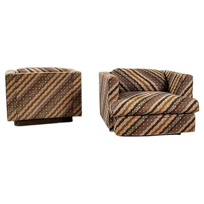 Mid-Century Italian Armchairs With Missoni Fabric by Saporiti Italia, 1980s, Set of 2-GDD-1180017