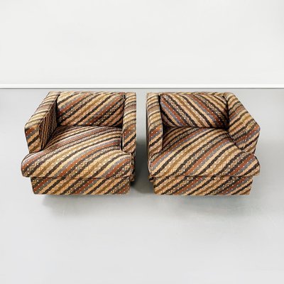 Mid-Century Italian Armchairs With Missoni Fabric by Saporiti Italia, 1980s, Set of 2-GDD-1180017