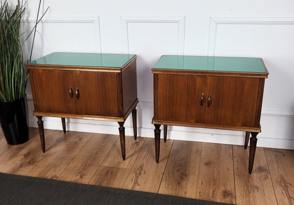 Mid-Century Italian Art Deco Nightstands in Walnut, 1950s, Set of 2-EUP-1768075