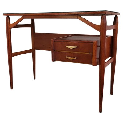 Mid-Century Italian Art Deco Walnut & Brass Writing Desk by Paolo Buffa, 1940s-EUP-1341104