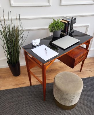 Mid-Century Italian Art Deco Walnut & Brass Writing Desk by Paolo Buffa, 1940s-EUP-1341104