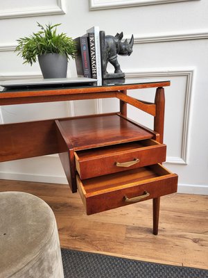 Mid-Century Italian Art Deco Walnut & Brass Writing Desk by Paolo Buffa, 1940s-EUP-1341104